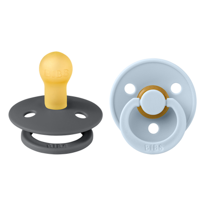 BIBS Colour Latex Pacifiers - Iron/Baby Blue - 2 Pack