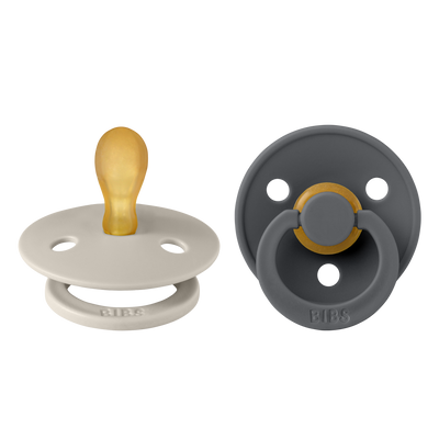 BIBS Colour Symmetrical Pacifier - 2 Pack - Sand/Iron - Latex