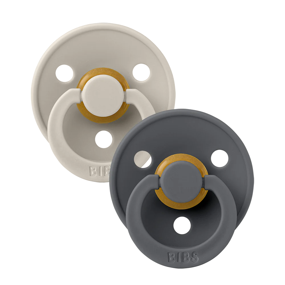 BIBS Colour Symmetrical Pacifier - 2 Pack - Sand/Iron - Latex