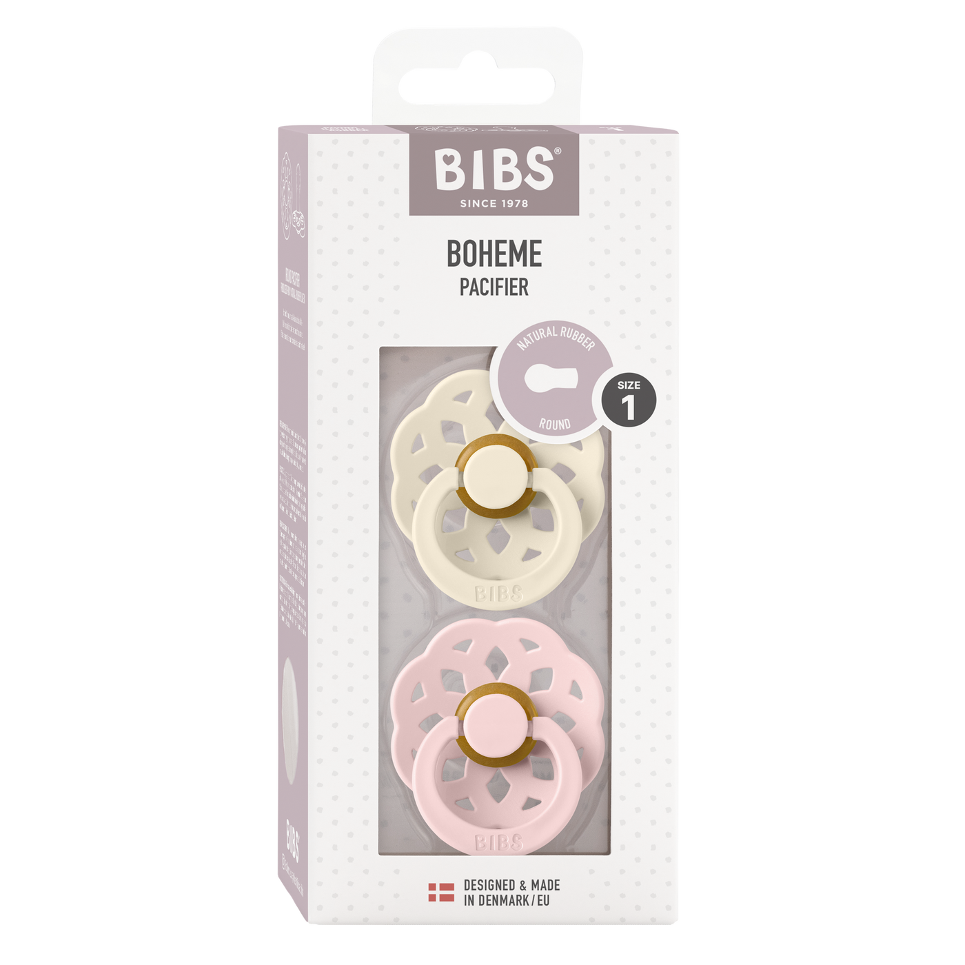 BIBS Boheme Latex Pacifiers - Ivory/Blossom - 2 Pack