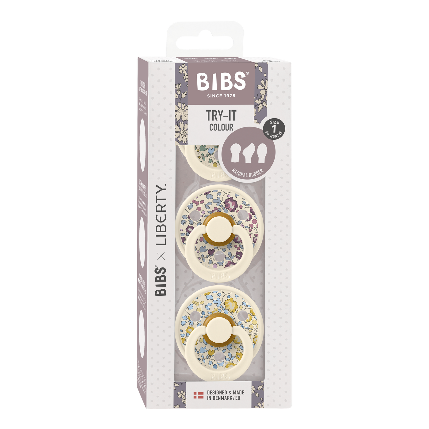 BIBS Try-It Liberty Eloise Colour Pacifiers - 3 Pack - Liberty