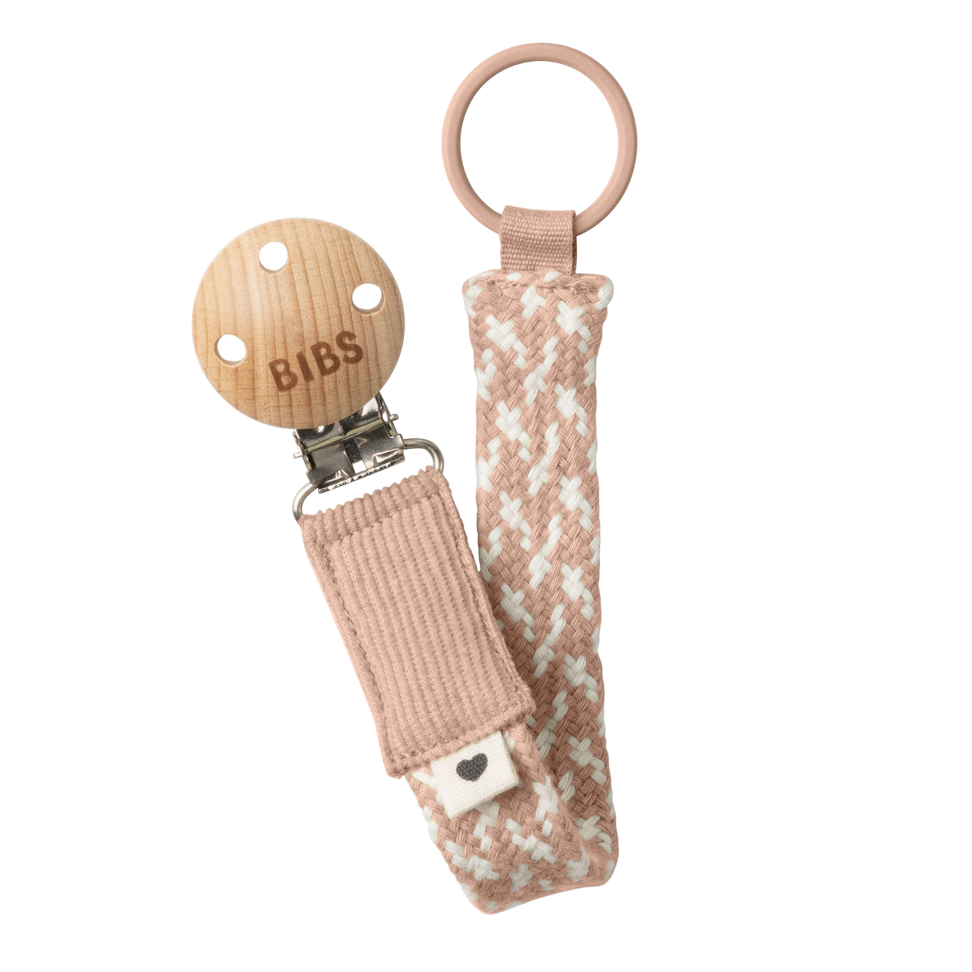 BIBS Paci Braid Pacifier Clip - Blush + Ivory