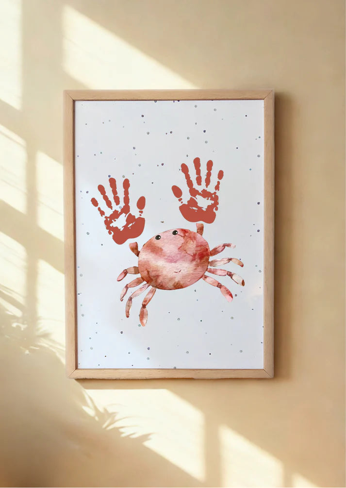 Little Paws Big Memories  Crab Handprint Keepsake Print - A4